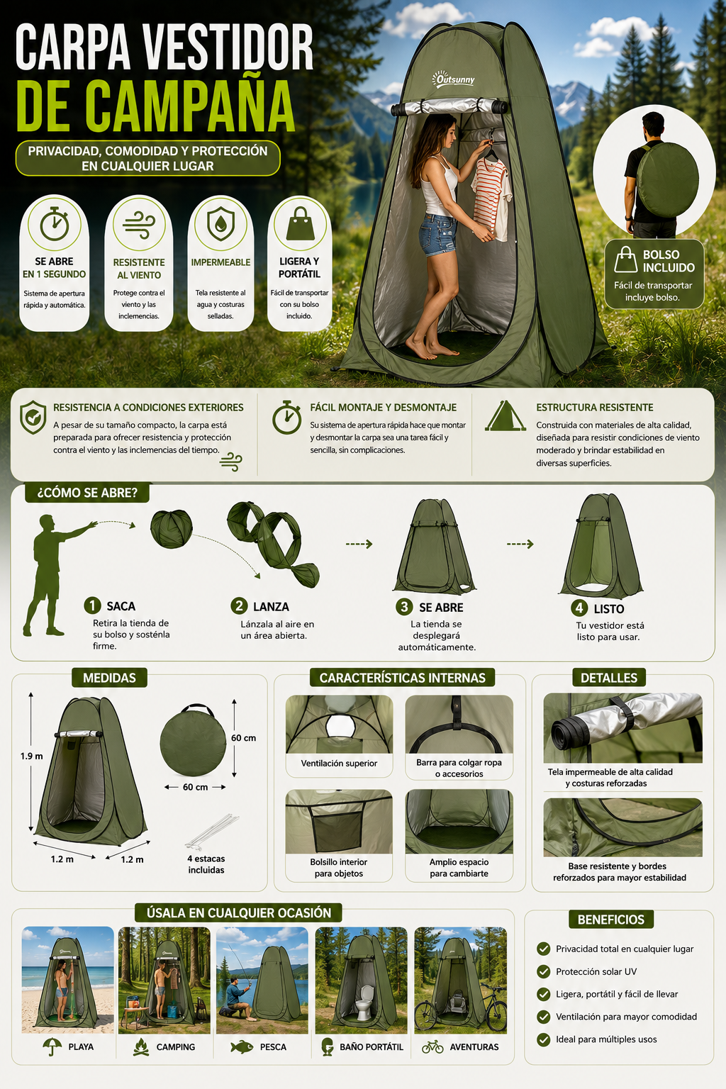Carpa Tienda De Campaña Vestidor Camping