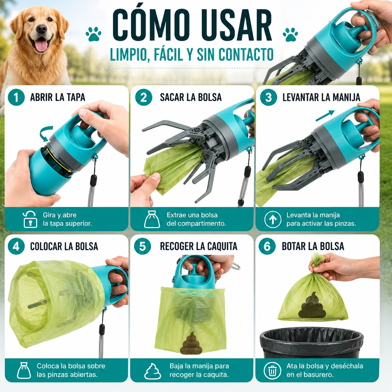Recogedor portátil de caquita de mascota