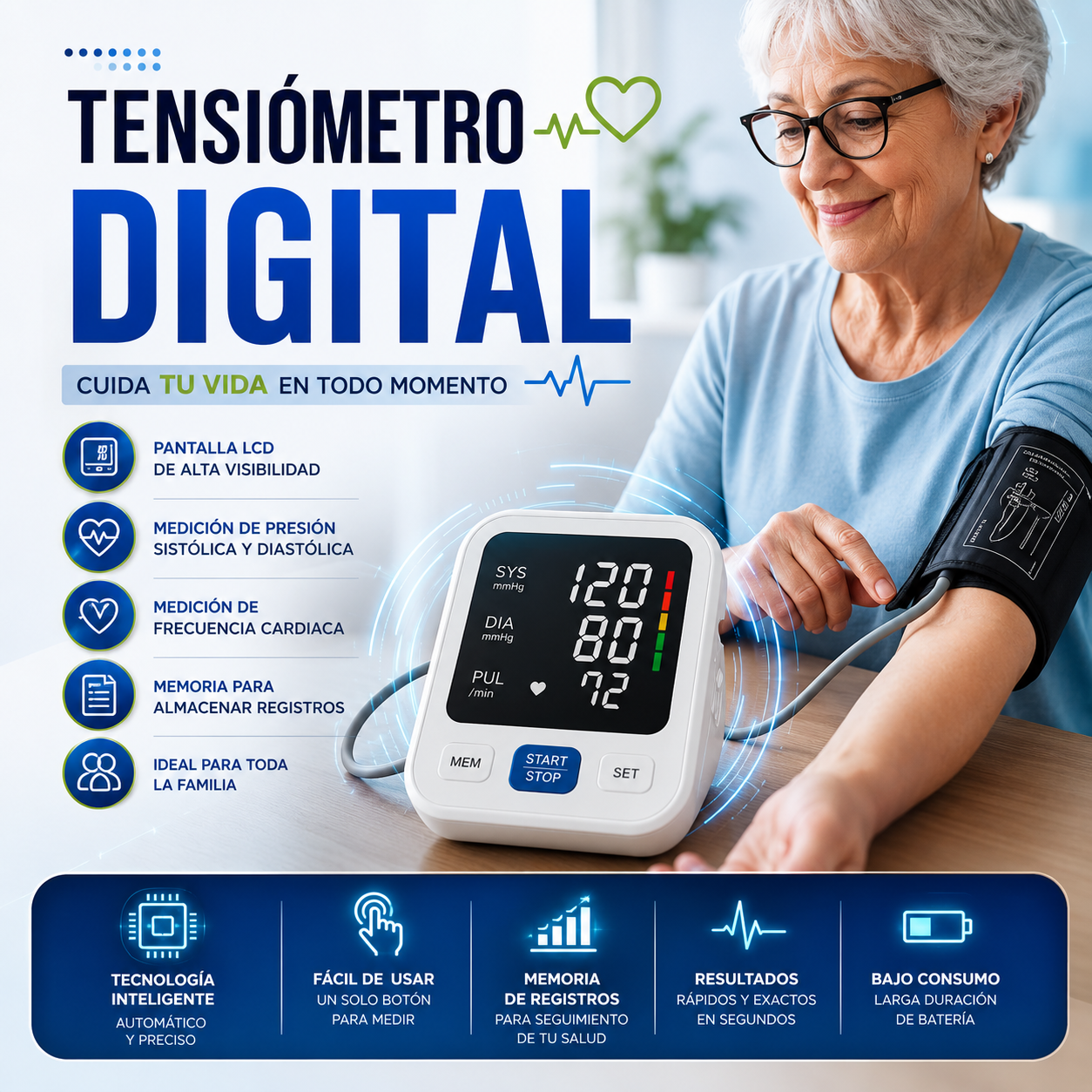 TENSIOMETRO DIGITAL - CUIDA TU VIDA EN TODO MOMENTO ¡Incluye Oxímetro Digital de Regalo! ♥️😱