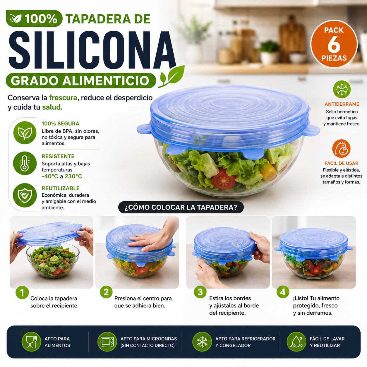 Tapas De Silicona Upsell (Pack 6 piezas)