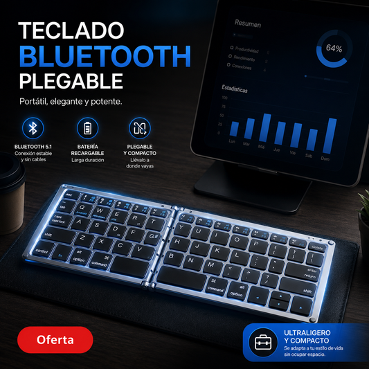 TECLADO BLUETOOTH PLEGABLE METÁLICO