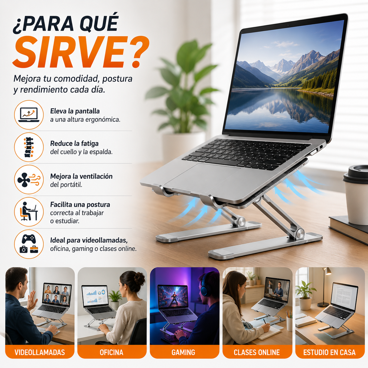 Soporte Plegable Premium para Portátil y Tablet