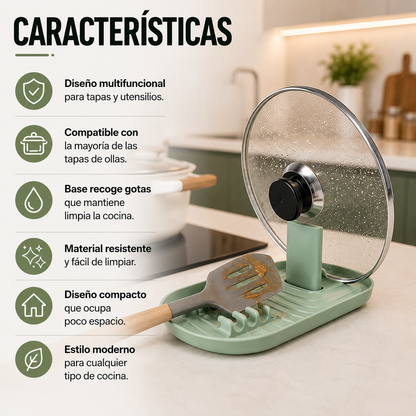 Soporte Organizador para Tapa de Olla y Espátulas