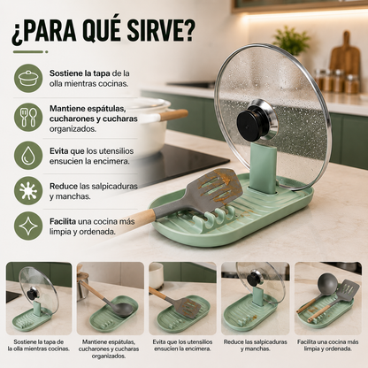 Soporte Organizador para Tapa de Olla y Espátulas