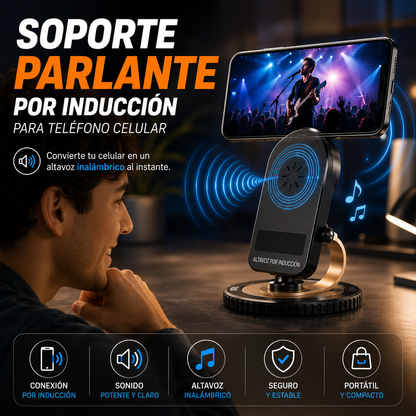 SOPORTE PARLANTE POR INDUCCIÓN PARA TELEFONO CELULAR