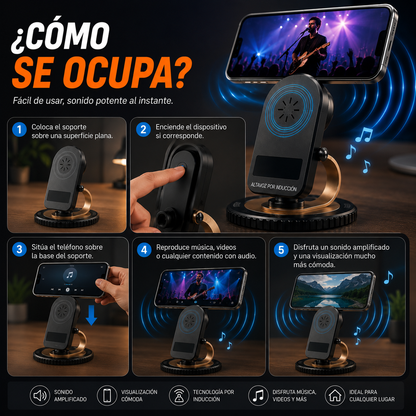 SOPORTE PARLANTE POR INDUCCIÓN PARA TELEFONO CELULAR