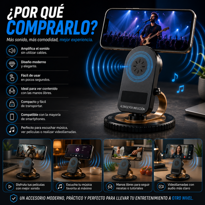 SOPORTE PARLANTE POR INDUCCIÓN PARA TELEFONO CELULAR