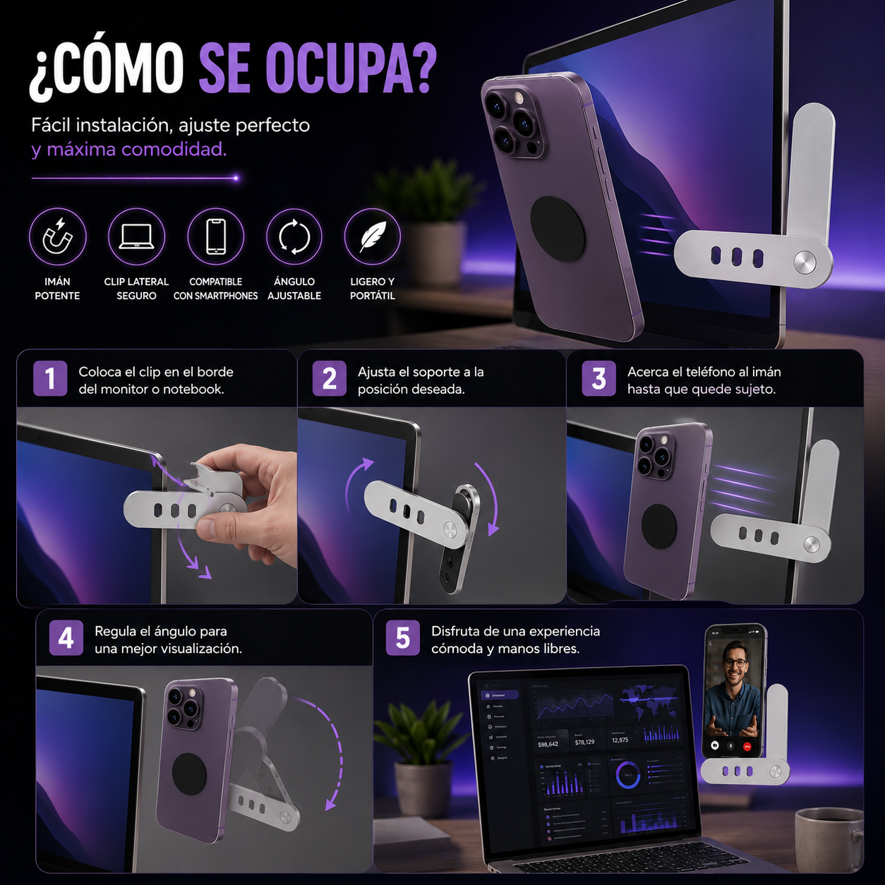 Soporte Magnético para Teléfono Portáti