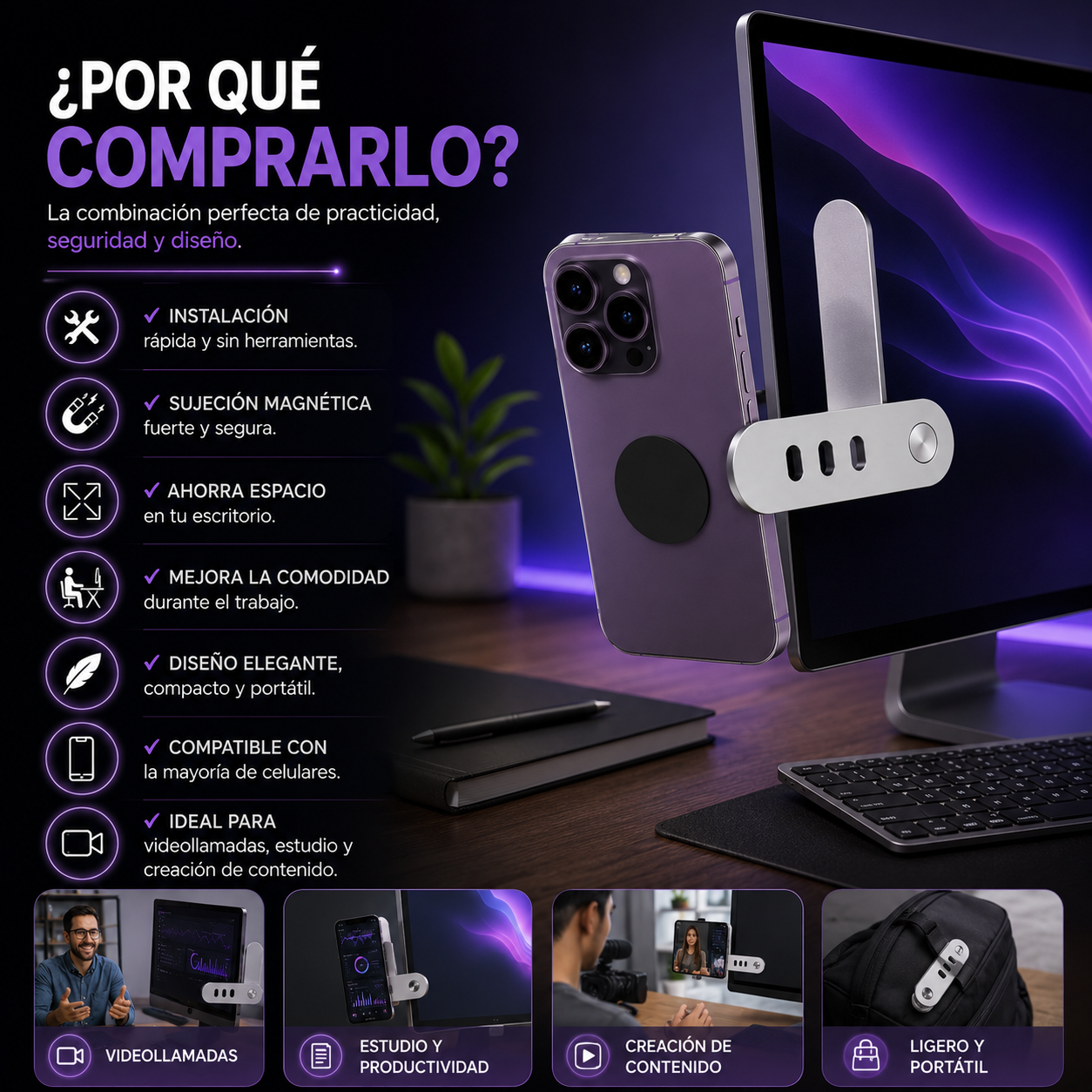 Soporte Magnético para Teléfono Portáti