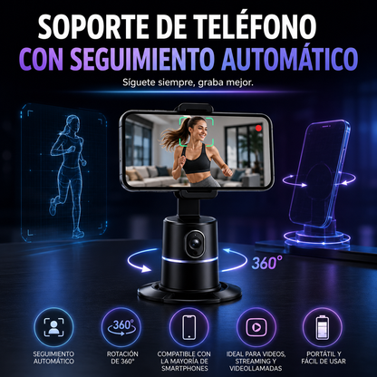 Soporte de teléfono de seguimiento automático, rotación de 360 °