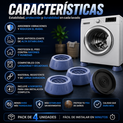 Soporte Antivibración para Lavadora · Pack 4 Unidades