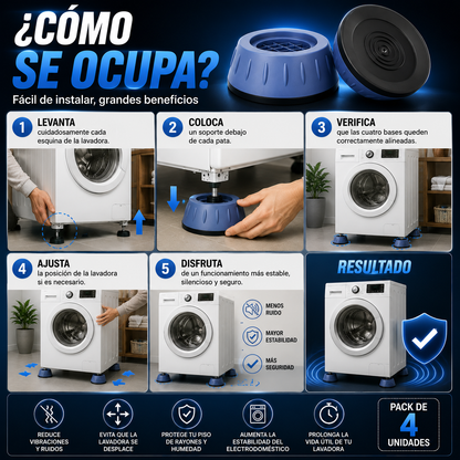 Soporte Antivibración para Lavadora · Pack 4 Unidades