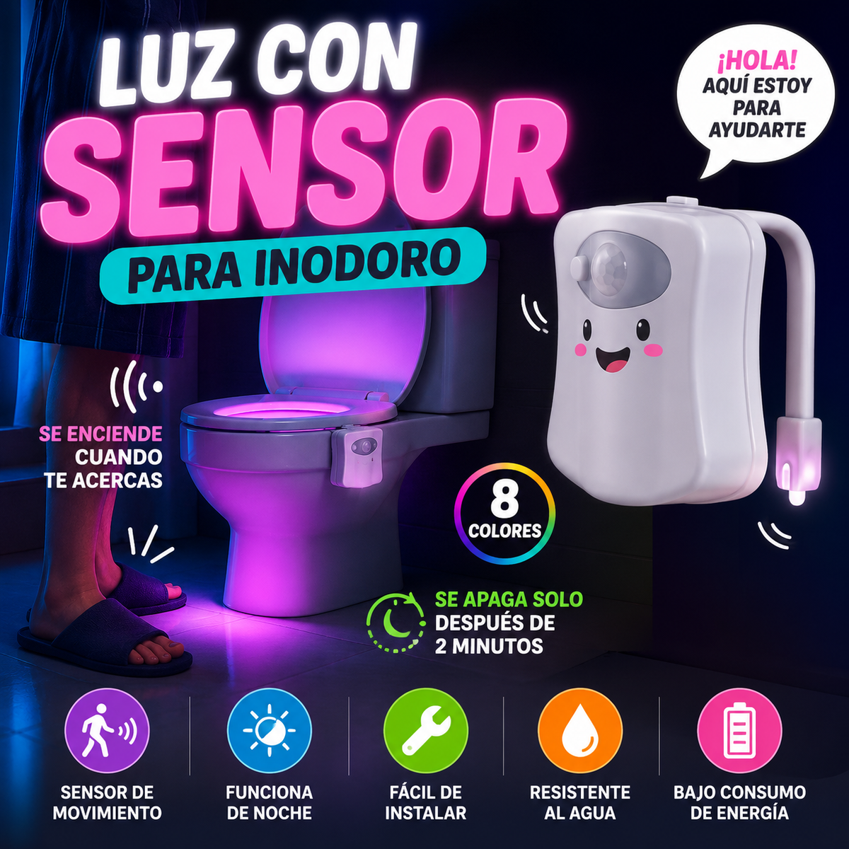 Luz con Sensor para Inodoro