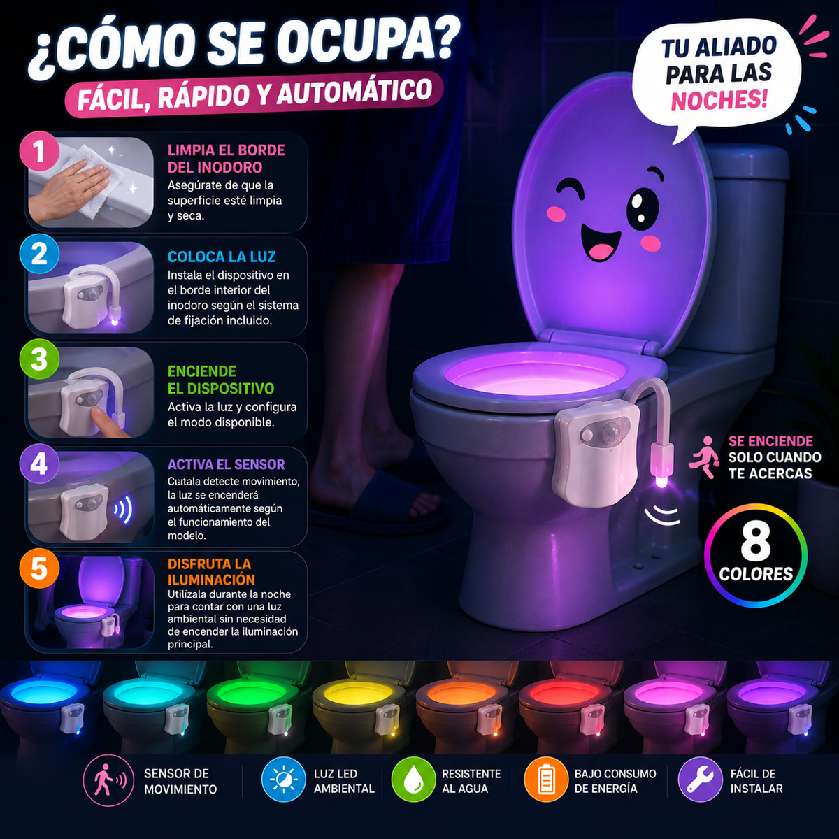 Luz con Sensor para Inodoro