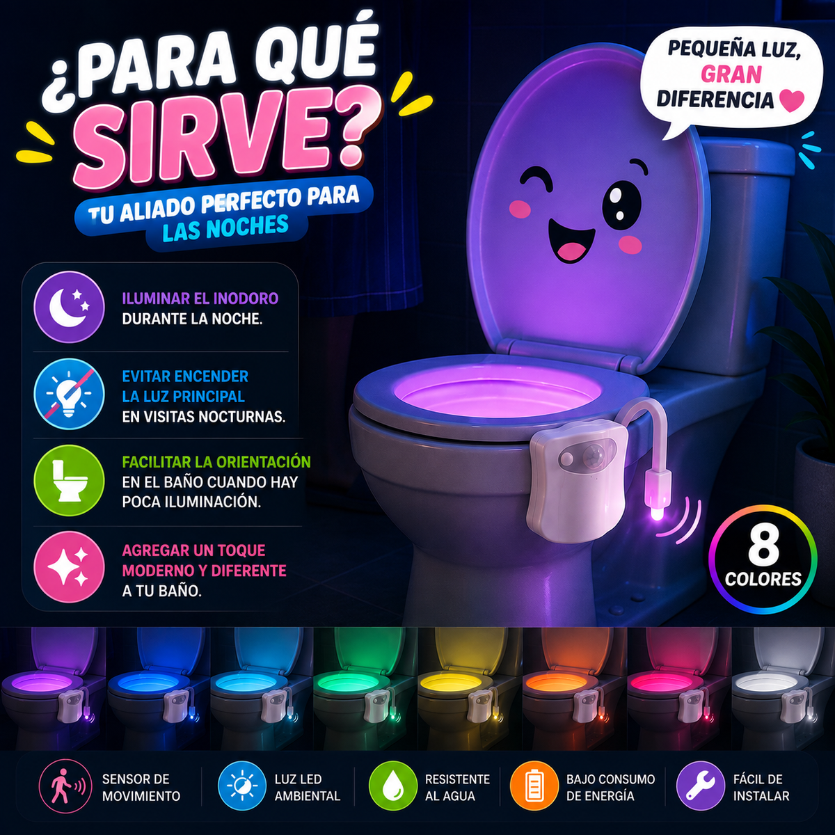 Luz con Sensor para Inodoro