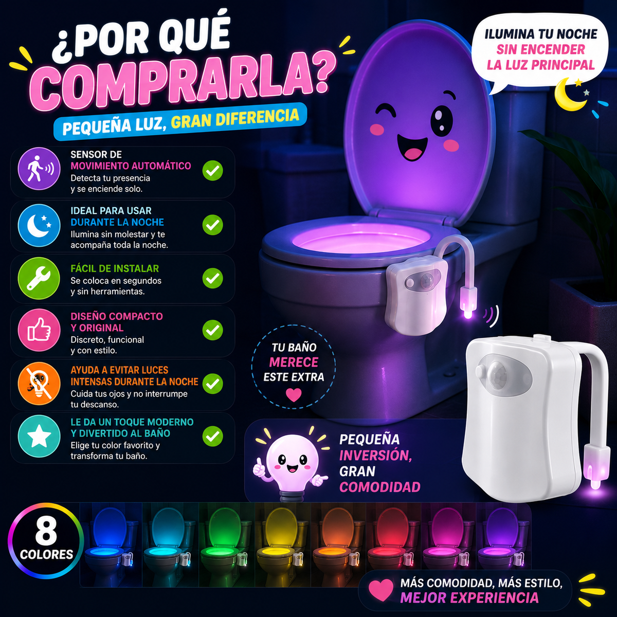 Luz con Sensor para Inodoro