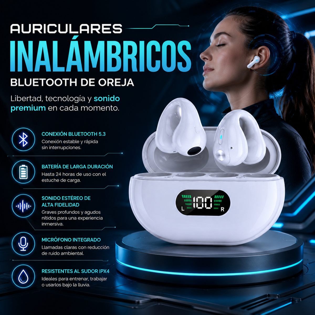Auriculares Inalámbricos Bluetooth de Oreja