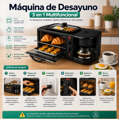 Máquina de Desayuno 3 en 1 Multifuncional