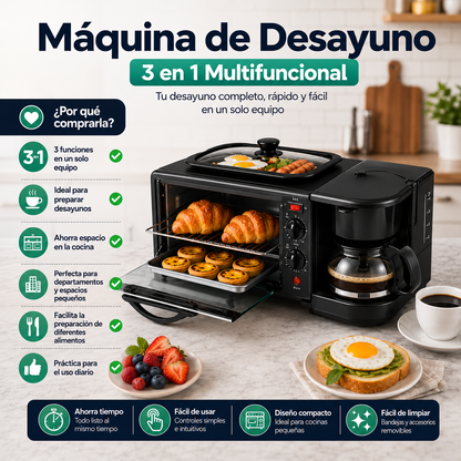 Máquina de Desayuno 3 en 1 Multifuncional