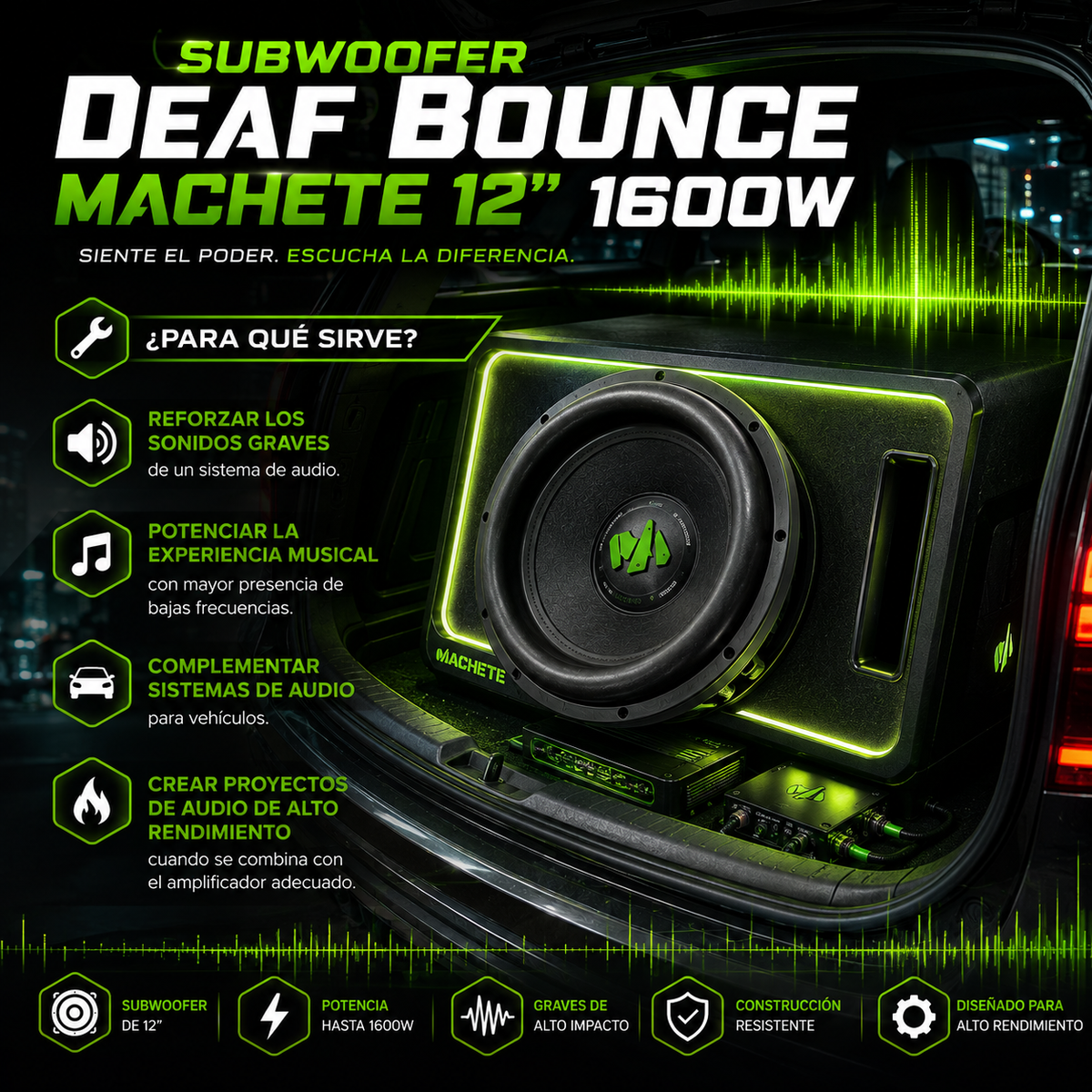 Subwoofer Deaf Bounce Machete 12" 1600W