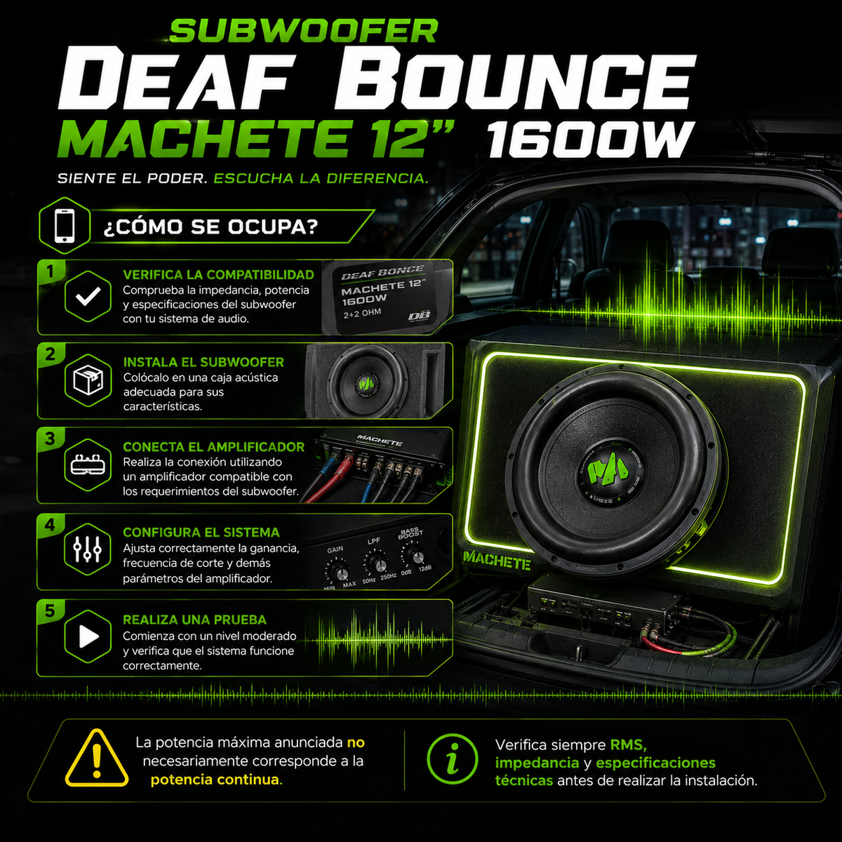 Subwoofer Deaf Bounce Machete 12" 1600W