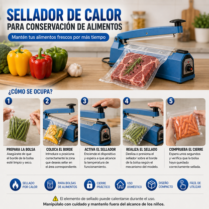 Sellador de Calor para Conservación de Alimentos