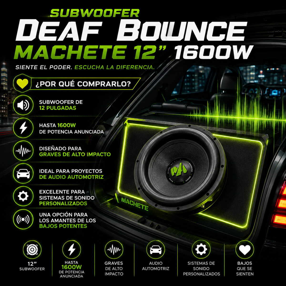 Subwoofer Deaf Bounce Machete 12" 1600W