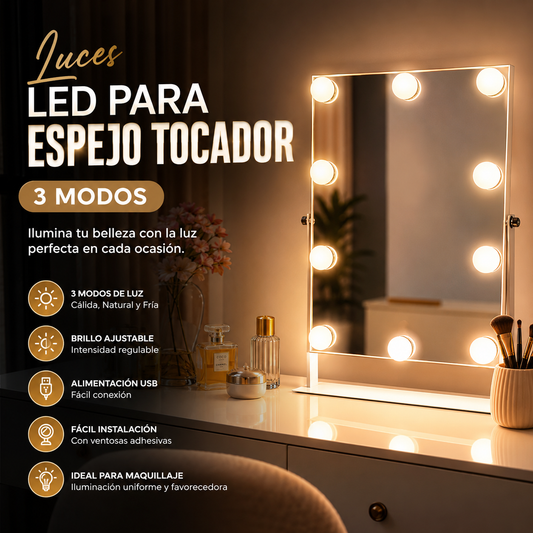 Luces LED para Espejo Tocador 3 Modos