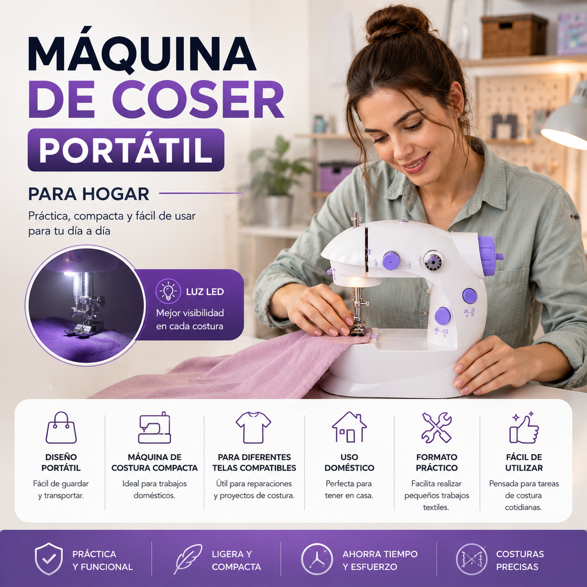 Máquina de Coser Portátil para Hogar
