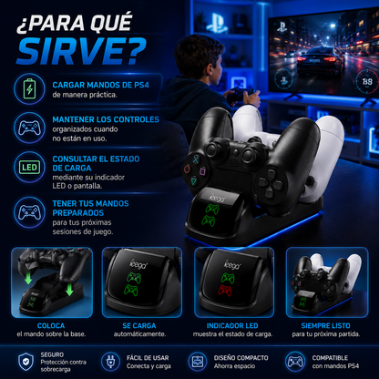 Cargador para Mando PS4 con Pantalla LED