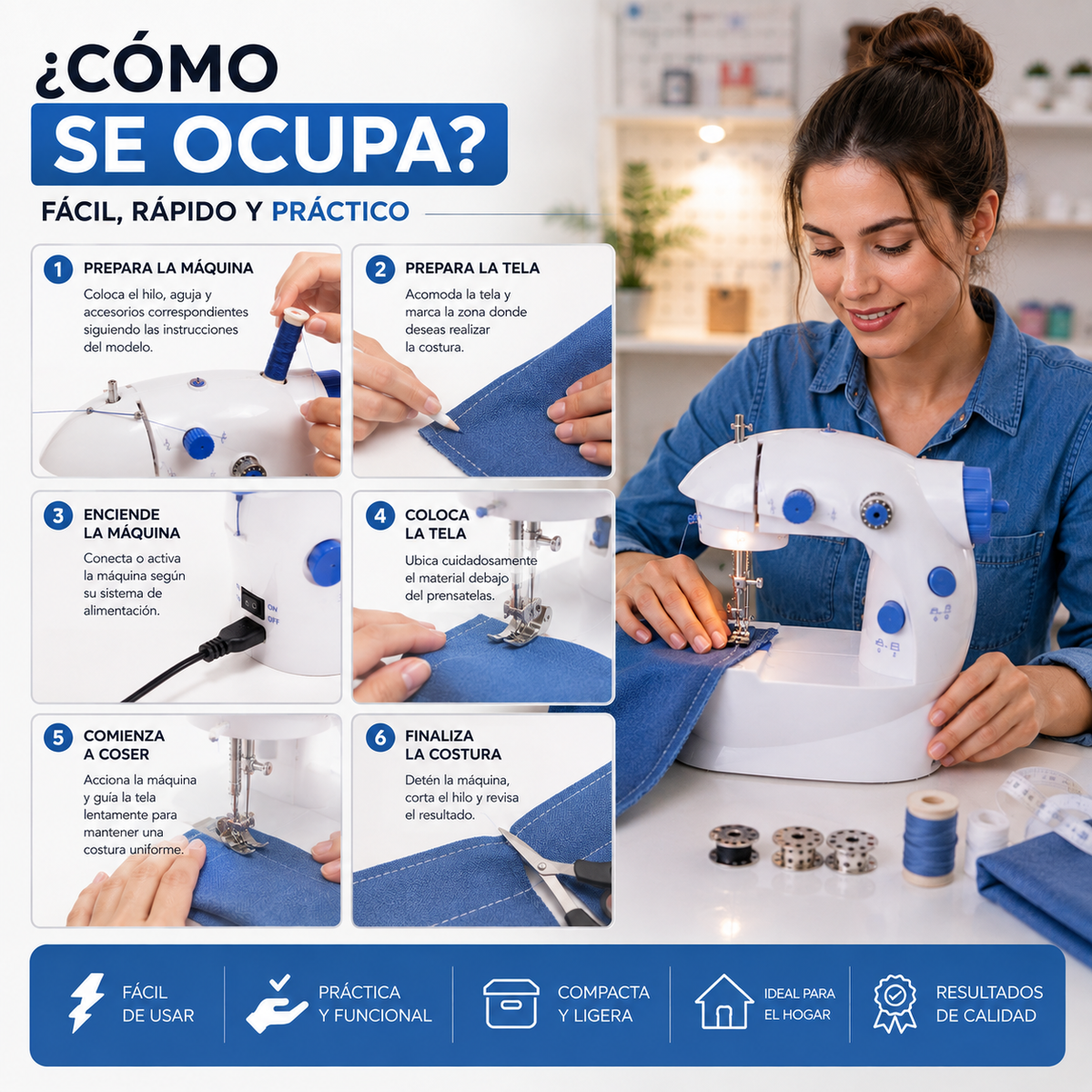 Máquina de Coser Portátil para Hogar