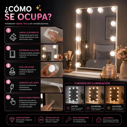Luces LED para Espejo Tocador 3 Modos