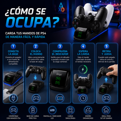 Cargador para Mando PS4 con Pantalla LED