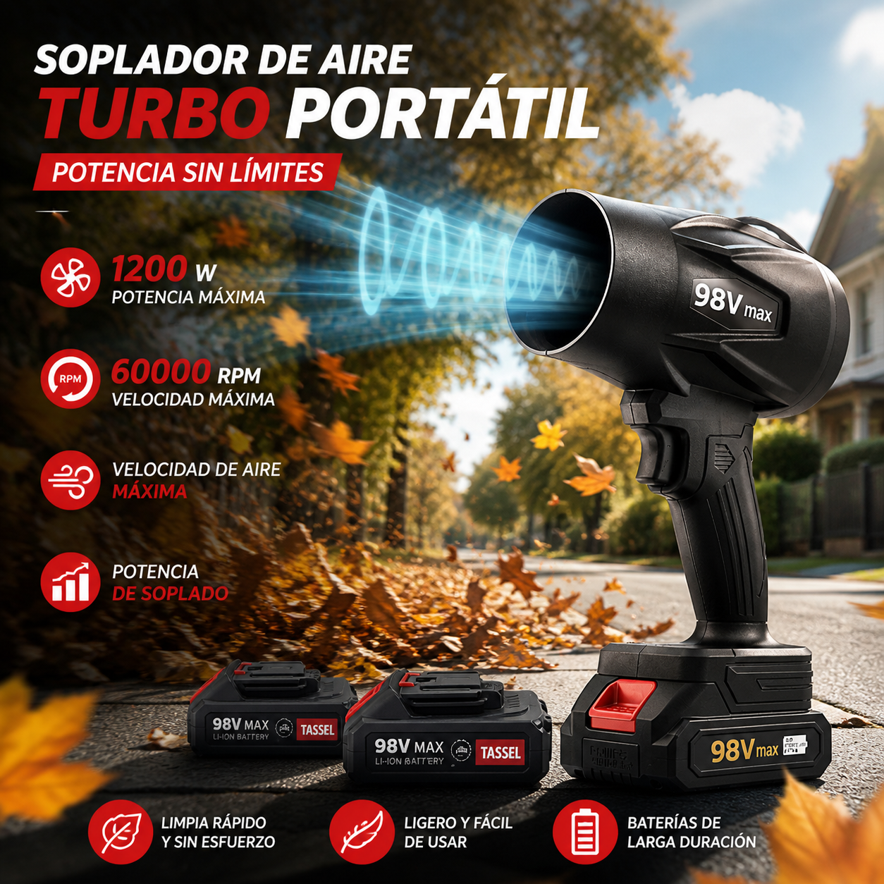 🔥 Soplador de Aire Turbo Inalámbrico – Potencia y Versatilidad en tus Manos