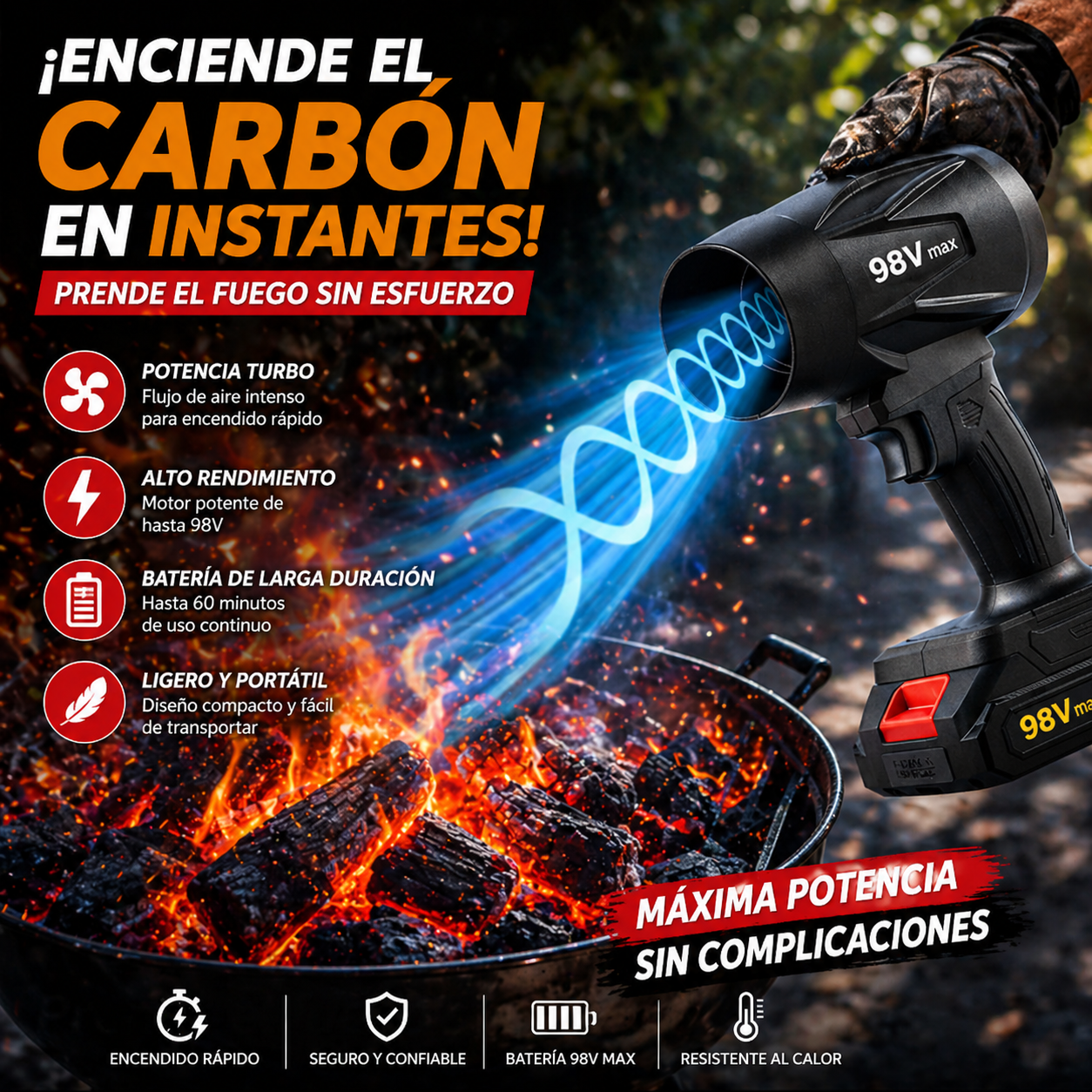 🔥 Soplador de Aire Turbo Inalámbrico – Potencia y Versatilidad en tus Manos