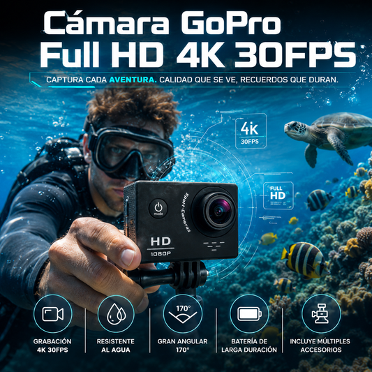 🎥 Cámara GoPro Full HD 4K 30FPS