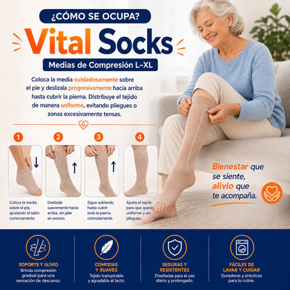 Vital Socks Medias de Compresión L–XL