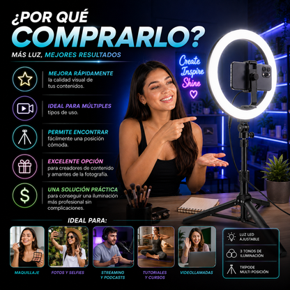 Aro de Luz LED con Trípode Multi Posición