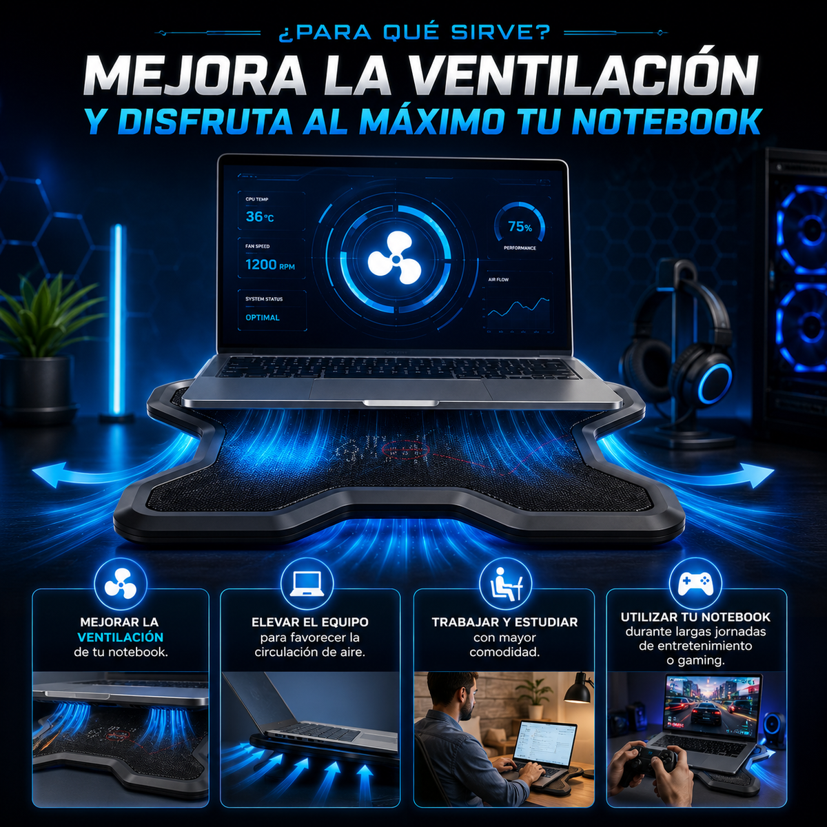 Base para Notebook con Ventilador LA263