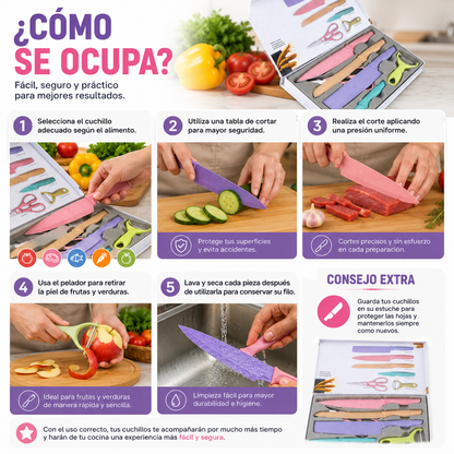 Set de Cuchillos Premium 6 Piezas Multicolor