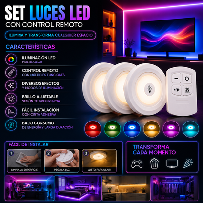 Set Luces LED con Control Remoto
