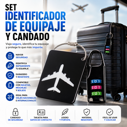 Set Tag Identificador Equipaje Y Candado
