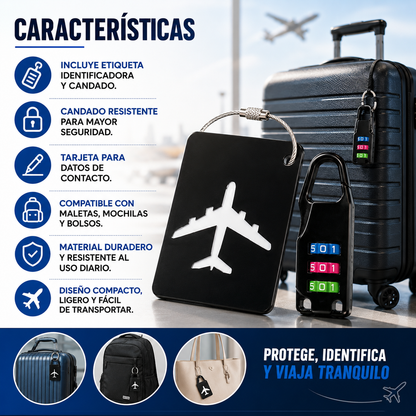 Set Tag Identificador Equipaje Y Candado
