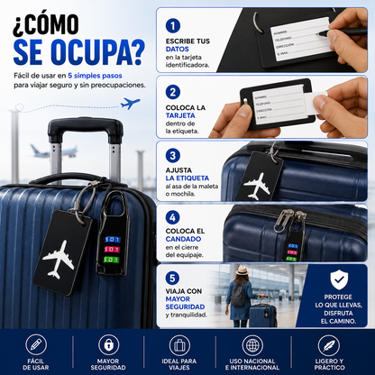 Set Tag Identificador Equipaje Y Candado
