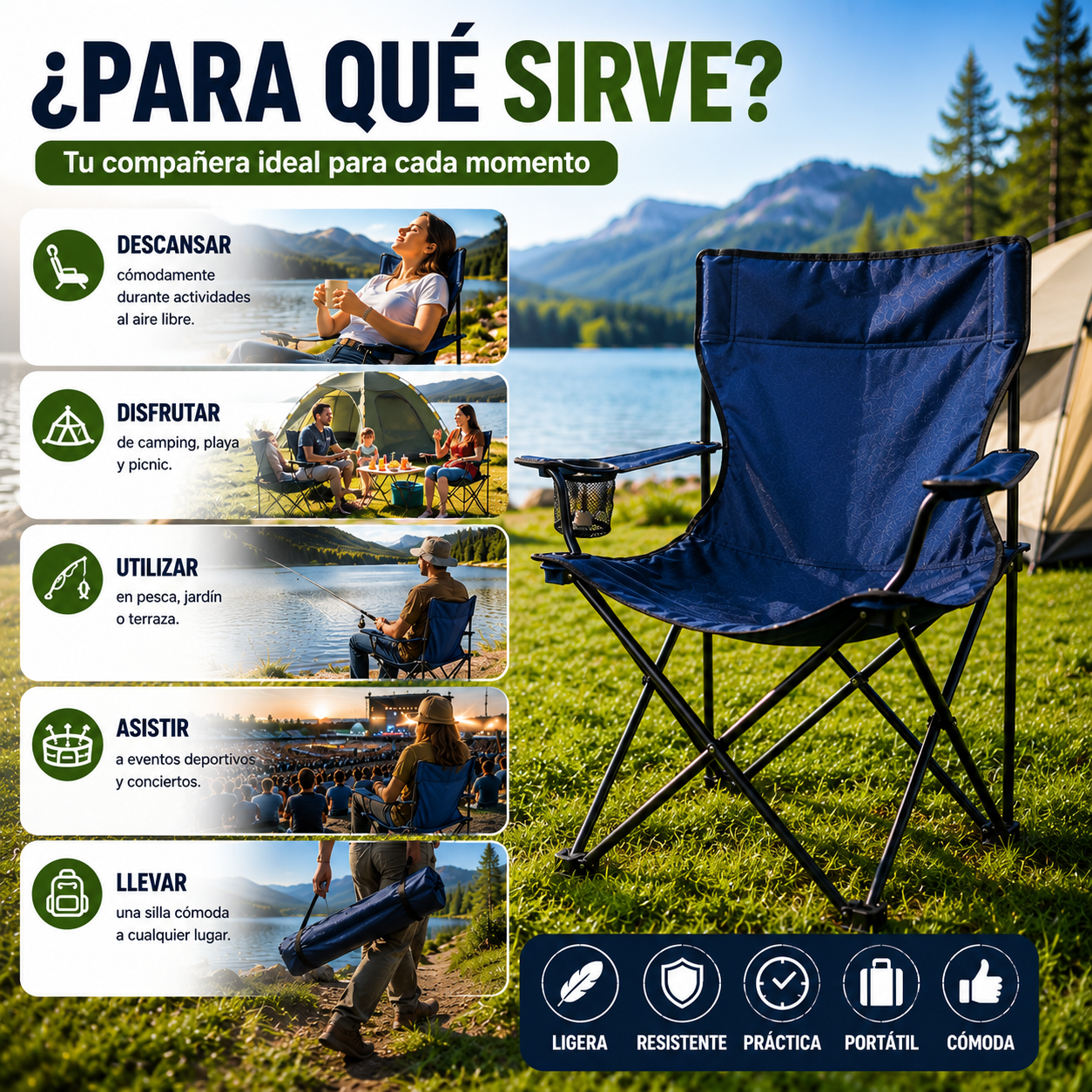 Silla de Camping Plegable Premium