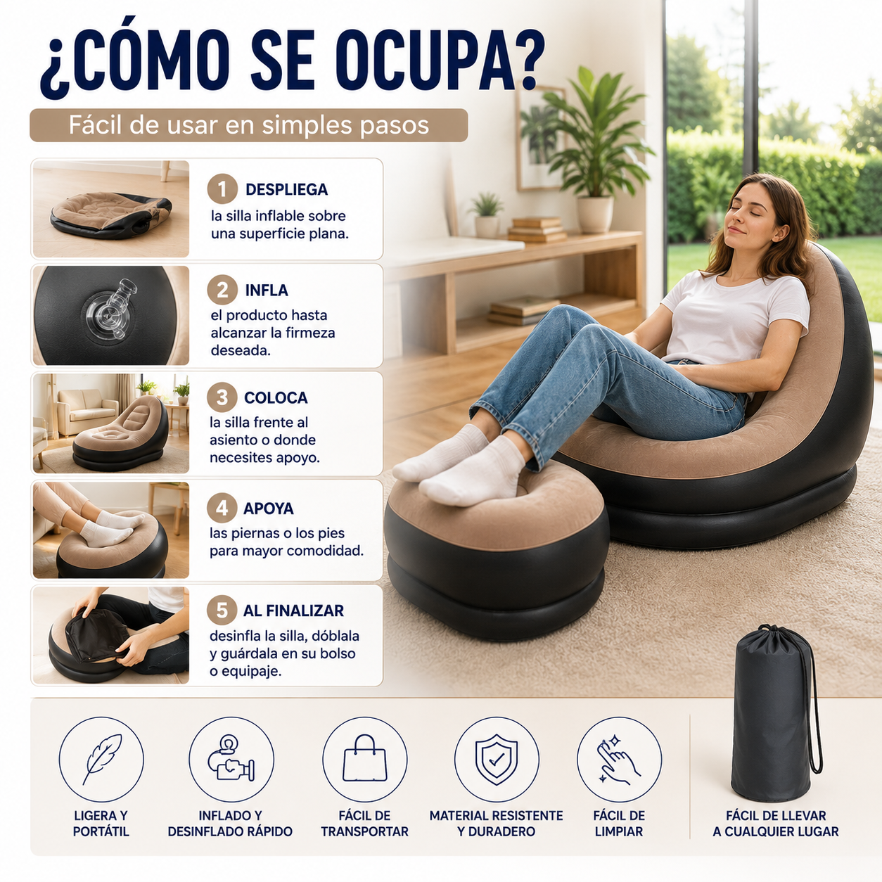 SILLA INFLABLE REPOSA PIES