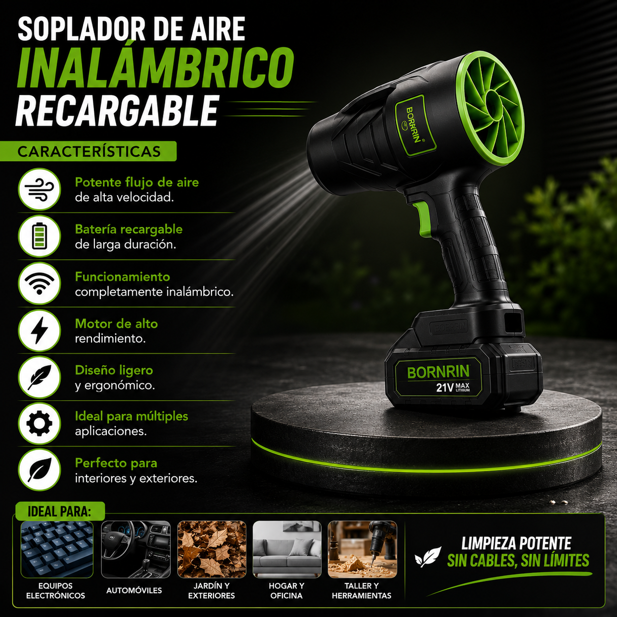 Soplador de Aire Inalámbrico Recargable