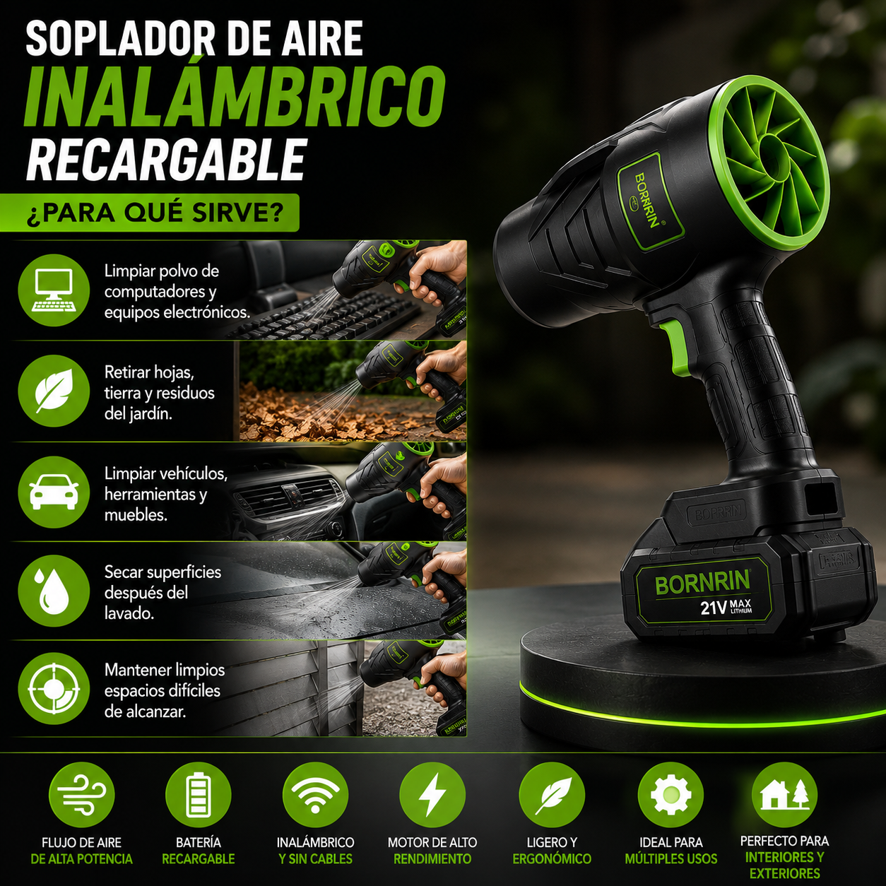 Soplador de Aire Inalámbrico Recargable