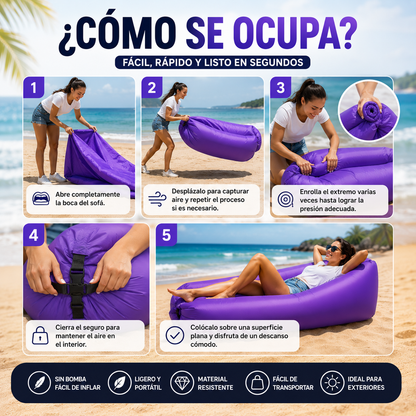 Sofá Inflable Largo para Camping