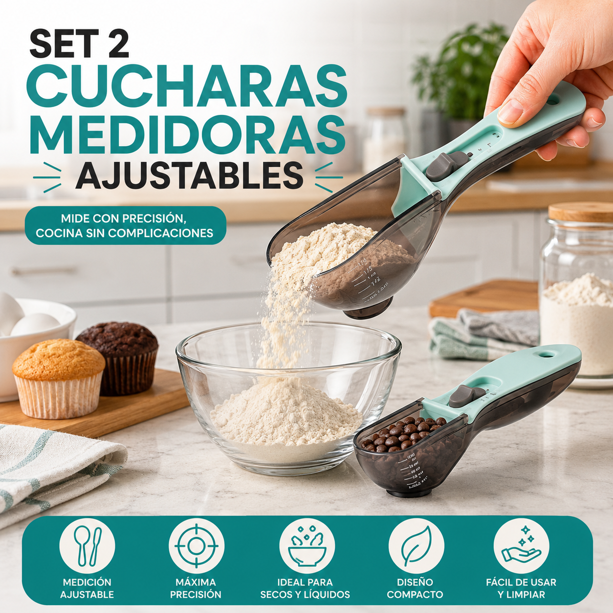 Set 2 Cucharas Medidoras Ajustables
